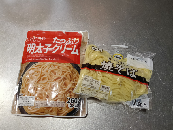 明太クリームパスタ風の材料