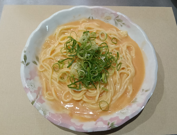 明太クリームパスタ風の画像